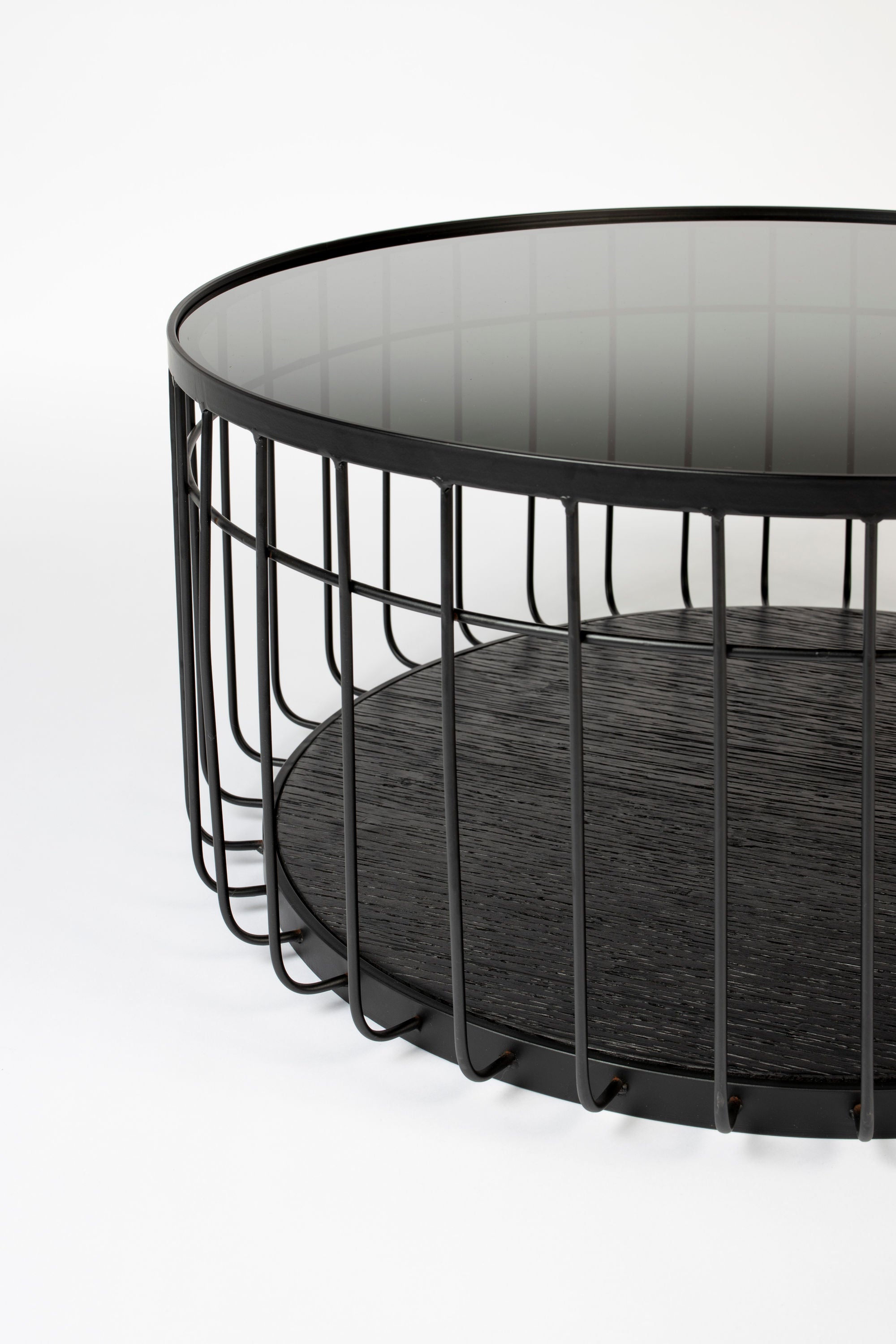 Lance Black Glass Round Coffee Table Large